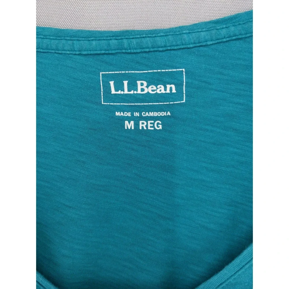 L.L. Bean Graphic Tee Women Medium Blue The View From Above V-Neck Slub Shirt
